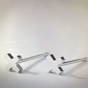 Y2K Dainty Contemporary SilverTitanium Steel Minimalist Bright Cross Studs